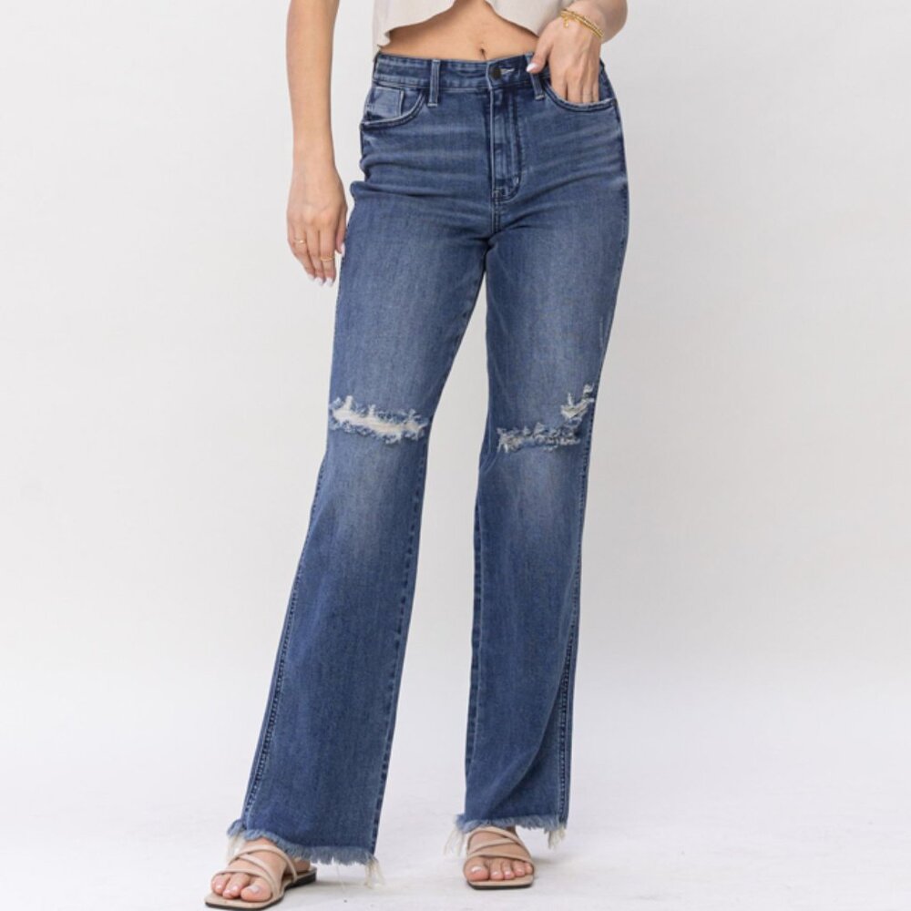 Judy Blue Frey Hem, Destroy Knee Jeans